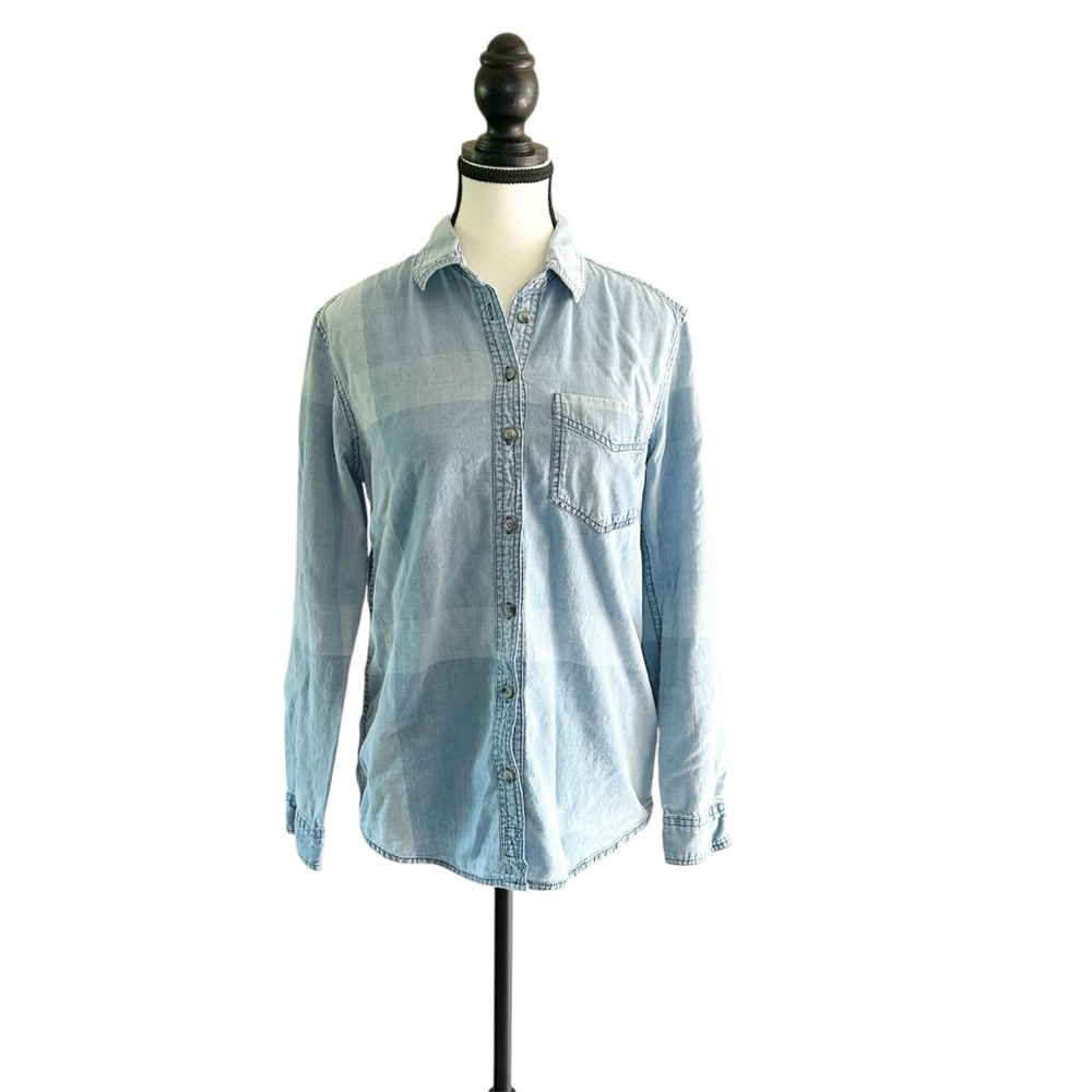 Vintage Y2K Denim Garage Button Down Shirt Size XS Boyfriend Fit Early 2000’s